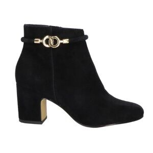 Bella Vita Diaz Booties Black Suede Block Heel - Size 5.5